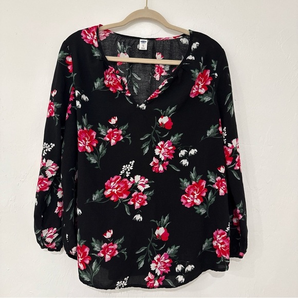 Old Navy Tops - Old Navy Black Floral Blouse